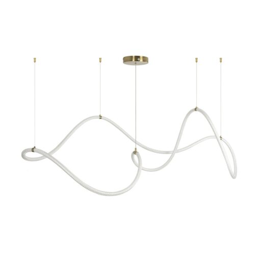 kelvo® GLOW 61668 Μοντέρνο Κρεμαστό Φωτιστικό Οροφής LED 65W 6500lm 360° AC 220-240V IP20 Ρυθμιζόμενο Λευκό CCT με Χειριστήριο από 2700K έως 6000K Dimmable – Lumileds SMD Chip – Χρυσό Πλατίνα & Λευκό Νήμα – Μ150 x Π150 x Υ80cm – 3 Χρόνια Εγγύηση