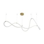 kelvo® GLOW 61668 Μοντέρνο Κρεμαστό Φωτιστικό Οροφής LED 65W 6500lm 360° AC 220-240V IP20 Ρυθμιζόμενο Λευκό CCT με Χειριστήριο από 2700K έως 6000K Dimmable – Lumileds SMD Chip – Χρυσό Πλατίνα & Λευκό Νήμα – Μ150 x Π150 x Υ80cm – 3 Χρόνια Εγγύηση