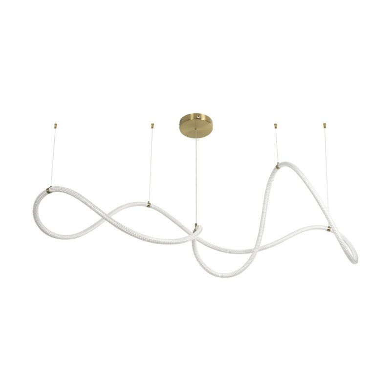 kelvo® GLOW 61668 Μοντέρνο Κρεμαστό Φωτιστικό Οροφής LED 65W 6500lm 360° AC 220-240V IP20 Ρυθμιζόμενο Λευκό CCT με Χειριστήριο από 2700K έως 6000K Dimmable – Lumileds SMD Chip – Χρυσό Πλατίνα & Λευκό Νήμα – Μ150 x Π150 x Υ80cm – 3 Χρόνια Εγγύηση