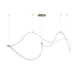 kelvo® GLOW 61668 Μοντέρνο Κρεμαστό Φωτιστικό Οροφής LED 65W 6500lm 360° AC 220-240V IP20 Ρυθμιζόμενο Λευκό CCT με Χειριστήριο από 2700K έως 6000K Dimmable – Lumileds SMD Chip – Χρυσό Πλατίνα & Λευκό Νήμα – Μ150 x Π150 x Υ80cm – 3 Χρόνια Εγγύηση