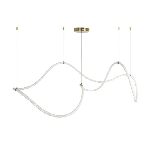 kelvo® GLOW 61668 Μοντέρνο Κρεμαστό Φωτιστικό Οροφής LED 65W 6500lm 360° AC 220-240V IP20 Ρυθμιζόμενο Λευκό CCT με Χειριστήριο από 2700K έως 6000K Dimmable – Lumileds SMD Chip – Χρυσό Πλατίνα & Λευκό Νήμα – Μ150 x Π150 x Υ80cm – 3 Χρόνια Εγγύηση