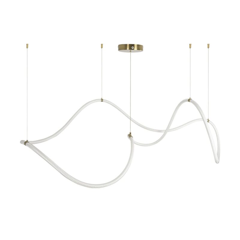 kelvo® GLOW 61668 Μοντέρνο Κρεμαστό Φωτιστικό Οροφής LED 65W 6500lm 360° AC 220-240V IP20 Ρυθμιζόμενο Λευκό CCT με Χειριστήριο από 2700K έως 6000K Dimmable – Lumileds SMD Chip – Χρυσό Πλατίνα & Λευκό Νήμα – Μ150 x Π150 x Υ80cm – 3 Χρόνια Εγγύηση