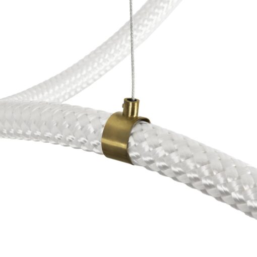 kelvo® GLOW 61668 Μοντέρνο Κρεμαστό Φωτιστικό Οροφής LED 65W 6500lm 360° AC 220-240V IP20 Ρυθμιζόμενο Λευκό CCT με Χειριστήριο από 2700K έως 6000K Dimmable – Lumileds SMD Chip – Χρυσό Πλατίνα & Λευκό Νήμα – Μ150 x Π150 x Υ80cm – 3 Χρόνια Εγγύηση