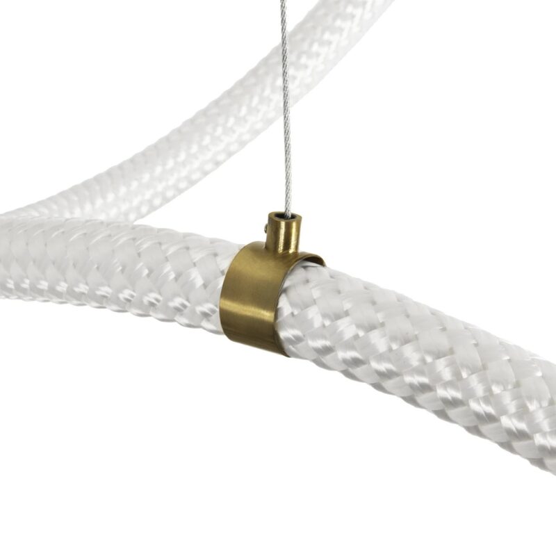 kelvo® GLOW 61668 Μοντέρνο Κρεμαστό Φωτιστικό Οροφής LED 65W 6500lm 360° AC 220-240V IP20 Ρυθμιζόμενο Λευκό CCT με Χειριστήριο από 2700K έως 6000K Dimmable – Lumileds SMD Chip – Χρυσό Πλατίνα & Λευκό Νήμα – Μ150 x Π150 x Υ80cm – 3 Χρόνια Εγγύηση