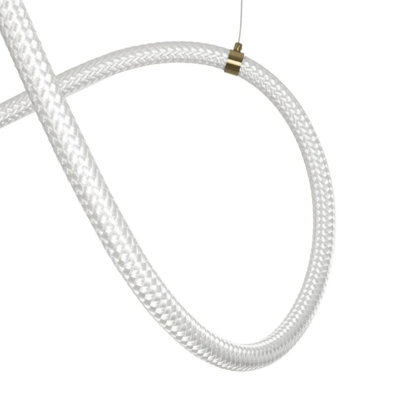 kelvo® GLOW 61668 Μοντέρνο Κρεμαστό Φωτιστικό Οροφής LED 65W 6500lm 360° AC 220-240V IP20 Ρυθμιζόμενο Λευκό CCT με Χειριστήριο από 2700K έως 6000K Dimmable – Lumileds SMD Chip – Χρυσό Πλατίνα & Λευκό Νήμα – Μ150 x Π150 x Υ80cm – 3 Χρόνια Εγγύηση