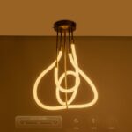 kelvo® GLOW 61670 Μοντέρνο Φωτιστικό Οροφής LED 40W 4000lm 360° AC 220-240V IP20 Ρυθμιζόμενο Λευκό CCT με Χειριστήριο από 2700K έως 6000K Dimmable – Lumileds SMD Chip – Χρυσό Πλατίνα & Λευκό Νήμα – Μ50 x Π50 x Υ70cm – 3 Χρόνια Εγγύηση