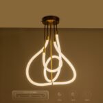 kelvo® GLOW 61670 Μοντέρνο Φωτιστικό Οροφής LED 40W 4000lm 360° AC 220-240V IP20 Ρυθμιζόμενο Λευκό CCT με Χειριστήριο από 2700K έως 6000K Dimmable – Lumileds SMD Chip – Χρυσό Πλατίνα & Λευκό Νήμα – Μ50 x Π50 x Υ70cm – 3 Χρόνια Εγγύηση