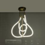 kelvo® GLOW 61670 Μοντέρνο Φωτιστικό Οροφής LED 40W 4000lm 360° AC 220-240V IP20 Ρυθμιζόμενο Λευκό CCT με Χειριστήριο από 2700K έως 6000K Dimmable – Lumileds SMD Chip – Χρυσό Πλατίνα & Λευκό Νήμα – Μ50 x Π50 x Υ70cm – 3 Χρόνια Εγγύηση