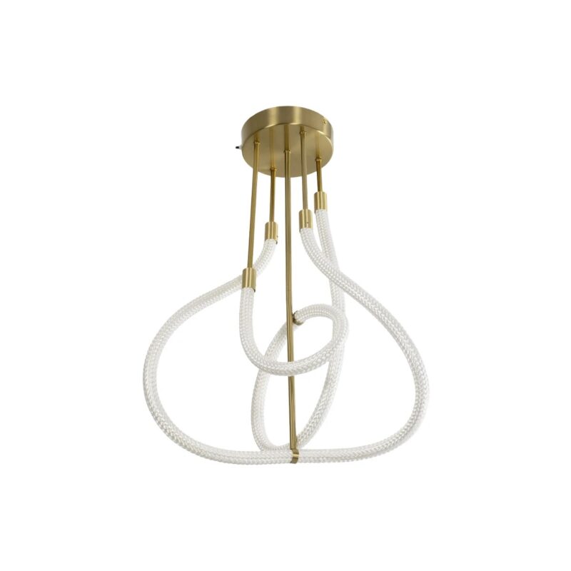 kelvo® GLOW 61670 Μοντέρνο Φωτιστικό Οροφής LED 40W 4000lm 360° AC 220-240V IP20 Ρυθμιζόμενο Λευκό CCT με Χειριστήριο από 2700K έως 6000K Dimmable – Lumileds SMD Chip – Χρυσό Πλατίνα & Λευκό Νήμα – Μ50 x Π50 x Υ70cm – 3 Χρόνια Εγγύηση