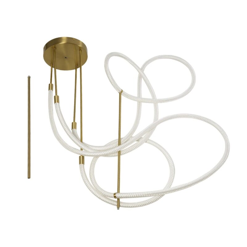 kelvo® GLOW 61671 Μοντέρνο Φωτιστικό Οροφής LED 85W 8500lm 360° AC 220-240V IP20 Ρυθμιζόμενο Λευκό CCT με Χειριστήριο από 2700K έως 6000K Dimmable – Lumileds SMD Chip – Χρυσό Πλατίνα & Λευκό Νήμα – Μ100 x Π100 x Υ140cm – 3 Χρόνια Εγγύηση