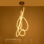 kelvo® GLOW 61671 Μοντέρνο Φωτιστικό Οροφής LED 85W 8500lm 360° AC 220-240V IP20 Ρυθμιζόμενο Λευκό CCT με Χειριστήριο από 2700K έως 6000K Dimmable – Lumileds SMD Chip – Χρυσό Πλατίνα & Λευκό Νήμα – Μ100 x Π100 x Υ140cm – 3 Χρόνια Εγγύηση