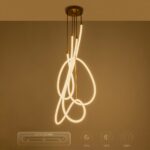 kelvo® GLOW 61671 Μοντέρνο Φωτιστικό Οροφής LED 85W 8500lm 360° AC 220-240V IP20 Ρυθμιζόμενο Λευκό CCT με Χειριστήριο από 2700K έως 6000K Dimmable – Lumileds SMD Chip – Χρυσό Πλατίνα & Λευκό Νήμα – Μ100 x Π100 x Υ140cm – 3 Χρόνια Εγγύηση