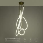 kelvo® GLOW 61671 Μοντέρνο Φωτιστικό Οροφής LED 85W 8500lm 360° AC 220-240V IP20 Ρυθμιζόμενο Λευκό CCT με Χειριστήριο από 2700K έως 6000K Dimmable – Lumileds SMD Chip – Χρυσό Πλατίνα & Λευκό Νήμα – Μ100 x Π100 x Υ140cm – 3 Χρόνια Εγγύηση