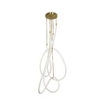 kelvo® GLOW 61671 Μοντέρνο Φωτιστικό Οροφής LED 85W 8500lm 360° AC 220-240V IP20 Ρυθμιζόμενο Λευκό CCT με Χειριστήριο από 2700K έως 6000K Dimmable – Lumileds SMD Chip – Χρυσό Πλατίνα & Λευκό Νήμα – Μ100 x Π100 x Υ140cm – 3 Χρόνια Εγγύηση