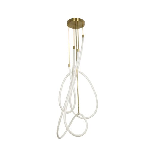 kelvo® GLOW 61671 Μοντέρνο Φωτιστικό Οροφής LED 85W 8500lm 360° AC 220-240V IP20 Ρυθμιζόμενο Λευκό CCT με Χειριστήριο από 2700K έως 6000K Dimmable – Lumileds SMD Chip – Χρυσό Πλατίνα & Λευκό Νήμα – Μ100 x Π100 x Υ140cm – 3 Χρόνια Εγγύηση