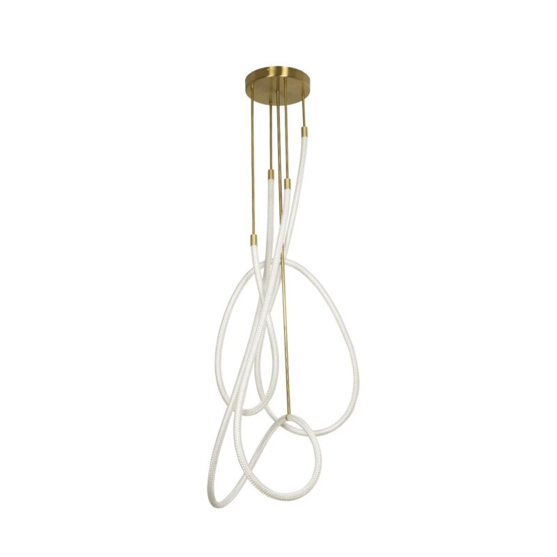 kelvo® GLOW 61671 Μοντέρνο Φωτιστικό Οροφής LED 85W 8500lm 360° AC 220-240V IP20 Ρυθμιζόμενο Λευκό CCT με Χειριστήριο από 2700K έως 6000K Dimmable – Lumileds SMD Chip – Χρυσό Πλατίνα & Λευκό Νήμα – Μ100 x Π100 x Υ140cm – 3 Χρόνια Εγγύηση