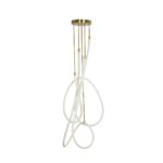 kelvo® GLOW 61671 Μοντέρνο Φωτιστικό Οροφής LED 85W 8500lm 360° AC 220-240V IP20 Ρυθμιζόμενο Λευκό CCT με Χειριστήριο από 2700K έως 6000K Dimmable – Lumileds SMD Chip – Χρυσό Πλατίνα & Λευκό Νήμα – Μ100 x Π100 x Υ140cm – 3 Χρόνια Εγγύηση