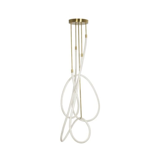 kelvo® GLOW 61671 Μοντέρνο Φωτιστικό Οροφής LED 85W 8500lm 360° AC 220-240V IP20 Ρυθμιζόμενο Λευκό CCT με Χειριστήριο από 2700K έως 6000K Dimmable – Lumileds SMD Chip – Χρυσό Πλατίνα & Λευκό Νήμα – Μ100 x Π100 x Υ140cm – 3 Χρόνια Εγγύηση