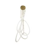 kelvo® GLOW 61671 Μοντέρνο Φωτιστικό Οροφής LED 85W 8500lm 360° AC 220-240V IP20 Ρυθμιζόμενο Λευκό CCT με Χειριστήριο από 2700K έως 6000K Dimmable – Lumileds SMD Chip – Χρυσό Πλατίνα & Λευκό Νήμα – Μ100 x Π100 x Υ140cm – 3 Χρόνια Εγγύηση