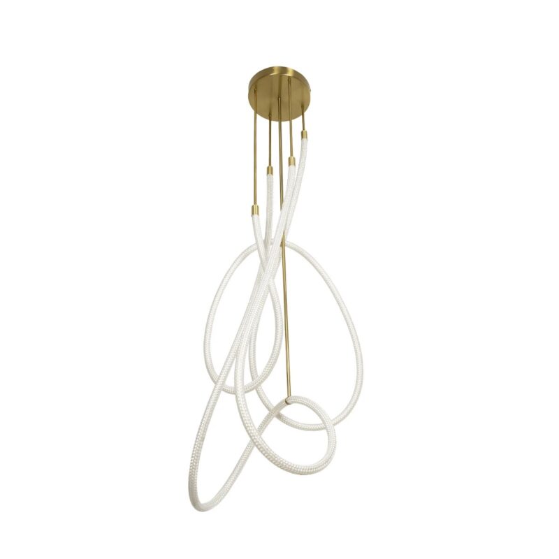 kelvo® GLOW 61671 Μοντέρνο Φωτιστικό Οροφής LED 85W 8500lm 360° AC 220-240V IP20 Ρυθμιζόμενο Λευκό CCT με Χειριστήριο από 2700K έως 6000K Dimmable – Lumileds SMD Chip – Χρυσό Πλατίνα & Λευκό Νήμα – Μ100 x Π100 x Υ140cm – 3 Χρόνια Εγγύηση