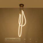 kelvo® GLOW 61672 Μοντέρνο Κρεμαστό Φωτιστικό Οροφής LED 42W 4200lm 360° AC 220-240V IP20 Ρυθμιζόμενο Λευκό CCT με Χειριστήριο από 2700K έως 6000K Dimmable – Lumileds SMD Chip – Χρυσό Πλατίνα & Λευκό Νήμα – Μ50 x Π50 x Υ70cm – 3 Χρόνια Εγγύηση
