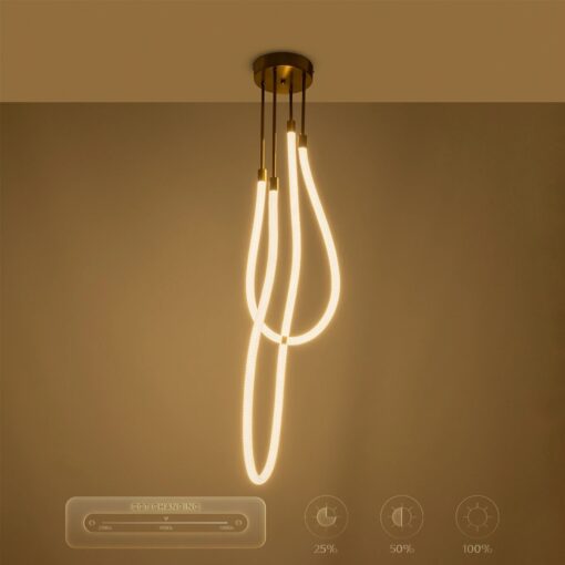 kelvo® GLOW 61672 Μοντέρνο Κρεμαστό Φωτιστικό Οροφής LED 42W 4200lm 360° AC 220-240V IP20 Ρυθμιζόμενο Λευκό CCT με Χειριστήριο από 2700K έως 6000K Dimmable – Lumileds SMD Chip – Χρυσό Πλατίνα & Λευκό Νήμα – Μ50 x Π50 x Υ70cm – 3 Χρόνια Εγγύηση