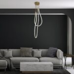 kelvo® GLOW 61672 Μοντέρνο Κρεμαστό Φωτιστικό Οροφής LED 42W 4200lm 360° AC 220-240V IP20 Ρυθμιζόμενο Λευκό CCT με Χειριστήριο από 2700K έως 6000K Dimmable – Lumileds SMD Chip – Χρυσό Πλατίνα & Λευκό Νήμα – Μ50 x Π50 x Υ70cm – 3 Χρόνια Εγγύηση