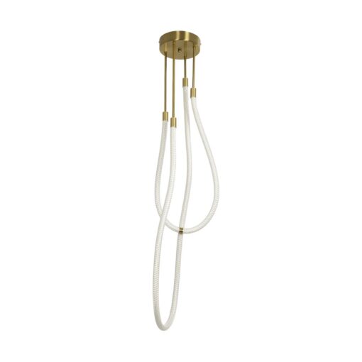 kelvo® GLOW 61672 Μοντέρνο Κρεμαστό Φωτιστικό Οροφής LED 42W 4200lm 360° AC 220-240V IP20 Ρυθμιζόμενο Λευκό CCT με Χειριστήριο από 2700K έως 6000K Dimmable – Lumileds SMD Chip – Χρυσό Πλατίνα & Λευκό Νήμα – Μ50 x Π50 x Υ70cm – 3 Χρόνια Εγγύηση
