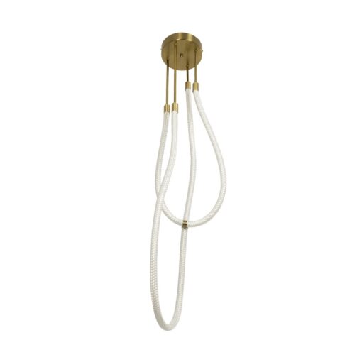 kelvo® GLOW 61672 Μοντέρνο Κρεμαστό Φωτιστικό Οροφής LED 42W 4200lm 360° AC 220-240V IP20 Ρυθμιζόμενο Λευκό CCT με Χειριστήριο από 2700K έως 6000K Dimmable – Lumileds SMD Chip – Χρυσό Πλατίνα & Λευκό Νήμα – Μ50 x Π50 x Υ70cm – 3 Χρόνια Εγγύηση