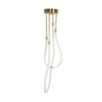 kelvo® GLOW 61672 Μοντέρνο Κρεμαστό Φωτιστικό Οροφής LED 42W 4200lm 360° AC 220-240V IP20 Ρυθμιζόμενο Λευκό CCT με Χειριστήριο από 2700K έως 6000K Dimmable – Lumileds SMD Chip – Χρυσό Πλατίνα & Λευκό Νήμα – Μ50 x Π50 x Υ70cm – 3 Χρόνια Εγγύηση