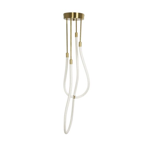 kelvo® GLOW 61672 Μοντέρνο Κρεμαστό Φωτιστικό Οροφής LED 42W 4200lm 360° AC 220-240V IP20 Ρυθμιζόμενο Λευκό CCT με Χειριστήριο από 2700K έως 6000K Dimmable – Lumileds SMD Chip – Χρυσό Πλατίνα & Λευκό Νήμα – Μ50 x Π50 x Υ70cm – 3 Χρόνια Εγγύηση
