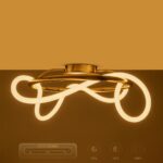 kelvo® GLOW 61673 Μοντέρνο Φωτιστικό Οροφής LED 34W 3400lm 360° AC 220-240V IP20 Ρυθμιζόμενο Λευκό CCT με Χειριστήριο από 2700K έως 6000K Dimmable – Lumileds SMD Chip – Χρυσό Πλατίνα & Λευκό Νήμα – Μ60 x Π60 x Υ30cm – 3 Χρόνια Εγγύηση