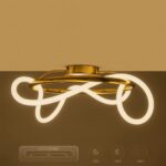 kelvo® GLOW 61673 Μοντέρνο Φωτιστικό Οροφής LED 34W 3400lm 360° AC 220-240V IP20 Ρυθμιζόμενο Λευκό CCT με Χειριστήριο από 2700K έως 6000K Dimmable – Lumileds SMD Chip – Χρυσό Πλατίνα & Λευκό Νήμα – Μ60 x Π60 x Υ30cm – 3 Χρόνια Εγγύηση