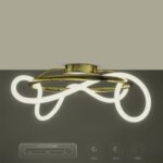 kelvo® GLOW 61673 Μοντέρνο Φωτιστικό Οροφής LED 34W 3400lm 360° AC 220-240V IP20 Ρυθμιζόμενο Λευκό CCT με Χειριστήριο από 2700K έως 6000K Dimmable – Lumileds SMD Chip – Χρυσό Πλατίνα & Λευκό Νήμα – Μ60 x Π60 x Υ30cm – 3 Χρόνια Εγγύηση