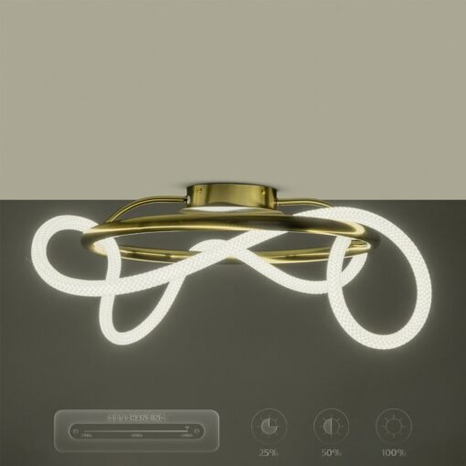 kelvo® GLOW 61673 Μοντέρνο Φωτιστικό Οροφής LED 34W 3400lm 360° AC 220-240V IP20 Ρυθμιζόμενο Λευκό CCT με Χειριστήριο από 2700K έως 6000K Dimmable – Lumileds SMD Chip – Χρυσό Πλατίνα & Λευκό Νήμα – Μ60 x Π60 x Υ30cm – 3 Χρόνια Εγγύηση