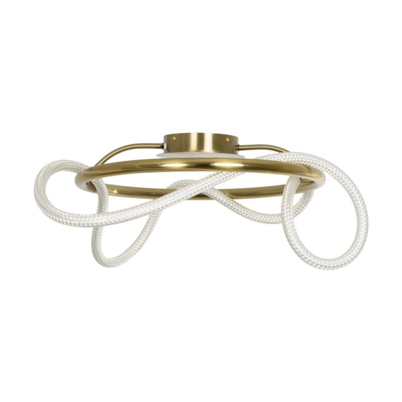 kelvo® GLOW 61673 Μοντέρνο Φωτιστικό Οροφής LED 34W 3400lm 360° AC 220-240V IP20 Ρυθμιζόμενο Λευκό CCT με Χειριστήριο από 2700K έως 6000K Dimmable – Lumileds SMD Chip – Χρυσό Πλατίνα & Λευκό Νήμα – Μ60 x Π60 x Υ30cm – 3 Χρόνια Εγγύηση