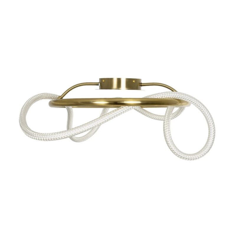 kelvo® GLOW 61673 Μοντέρνο Φωτιστικό Οροφής LED 34W 3400lm 360° AC 220-240V IP20 Ρυθμιζόμενο Λευκό CCT με Χειριστήριο από 2700K έως 6000K Dimmable – Lumileds SMD Chip – Χρυσό Πλατίνα & Λευκό Νήμα – Μ60 x Π60 x Υ30cm – 3 Χρόνια Εγγύηση