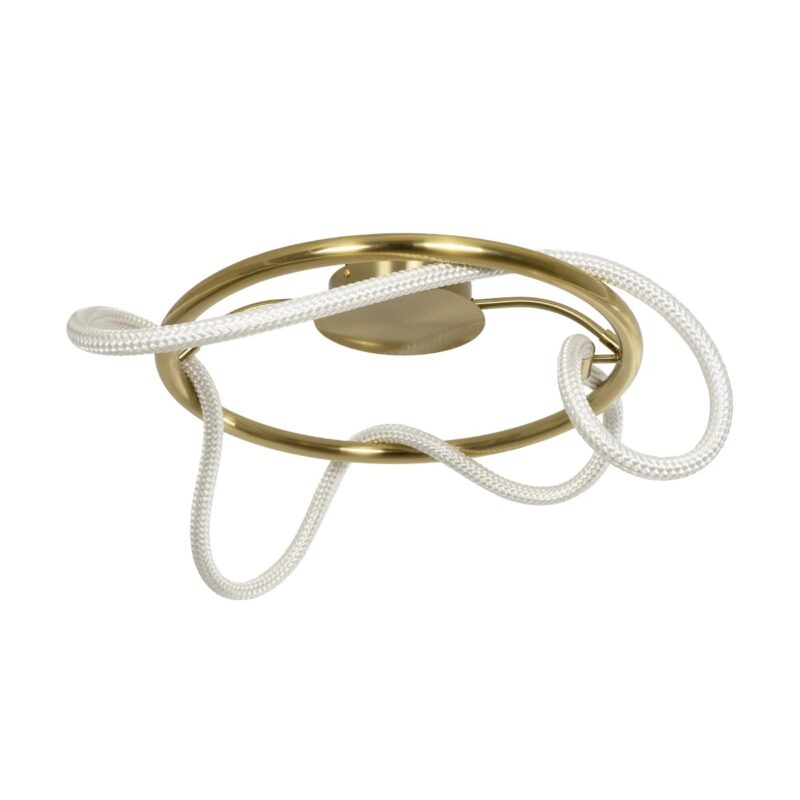 kelvo® GLOW 61673 Μοντέρνο Φωτιστικό Οροφής LED 34W 3400lm 360° AC 220-240V IP20 Ρυθμιζόμενο Λευκό CCT με Χειριστήριο από 2700K έως 6000K Dimmable – Lumileds SMD Chip – Χρυσό Πλατίνα & Λευκό Νήμα – Μ60 x Π60 x Υ30cm – 3 Χρόνια Εγγύηση