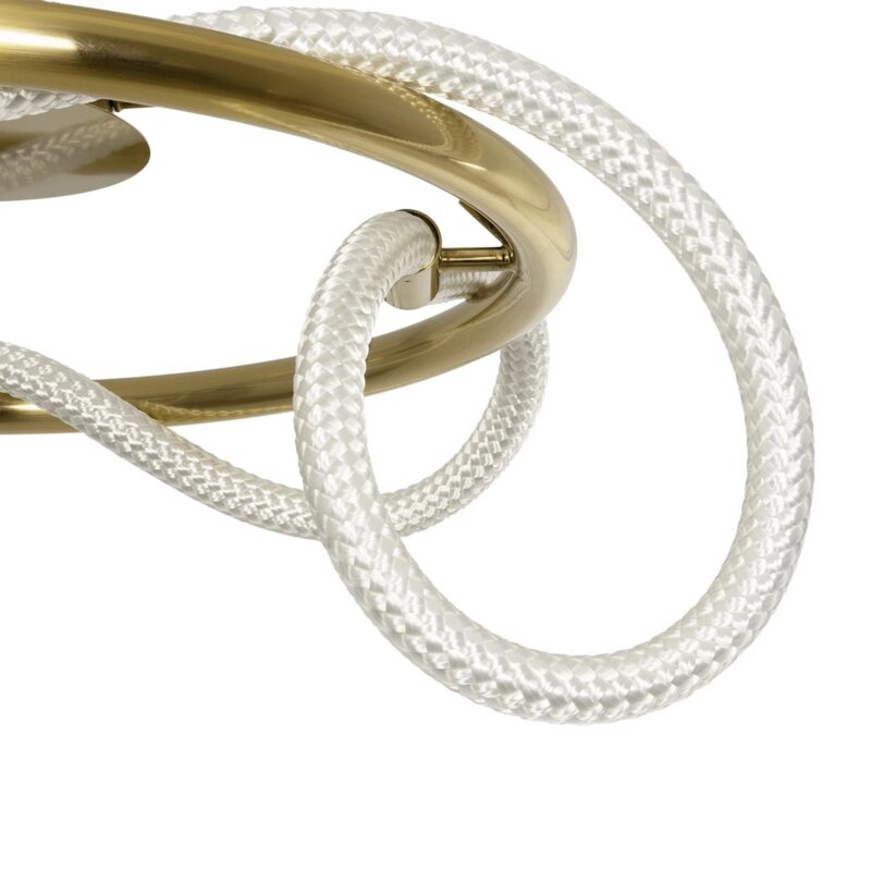 kelvo® GLOW 61673 Μοντέρνο Φωτιστικό Οροφής LED 34W 3400lm 360° AC 220-240V IP20 Ρυθμιζόμενο Λευκό CCT με Χειριστήριο από 2700K έως 6000K Dimmable – Lumileds SMD Chip – Χρυσό Πλατίνα & Λευκό Νήμα – Μ60 x Π60 x Υ30cm – 3 Χρόνια Εγγύηση