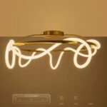 kelvo® GLOW 61674 Μοντέρνο Φωτιστικό Οροφής LED 65W 6500lm 360° AC 220-240V IP20 Ρυθμιζόμενο Λευκό CCT με Χειριστήριο από 2700K έως 6000K Dimmable – Lumileds SMD Chip – Χρυσό Πλατίνα & Λευκό Νήμα – Μ100 x Π100 x Υ30cm – 3 Χρόνια Εγγύηση