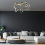 kelvo® GLOW 61674 Μοντέρνο Φωτιστικό Οροφής LED 65W 6500lm 360° AC 220-240V IP20 Ρυθμιζόμενο Λευκό CCT με Χειριστήριο από 2700K έως 6000K Dimmable – Lumileds SMD Chip – Χρυσό Πλατίνα & Λευκό Νήμα – Μ100 x Π100 x Υ30cm – 3 Χρόνια Εγγύηση