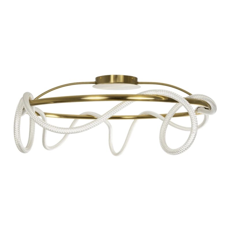 kelvo® GLOW 61674 Μοντέρνο Φωτιστικό Οροφής LED 65W 6500lm 360° AC 220-240V IP20 Ρυθμιζόμενο Λευκό CCT με Χειριστήριο από 2700K έως 6000K Dimmable – Lumileds SMD Chip – Χρυσό Πλατίνα & Λευκό Νήμα – Μ100 x Π100 x Υ30cm – 3 Χρόνια Εγγύηση