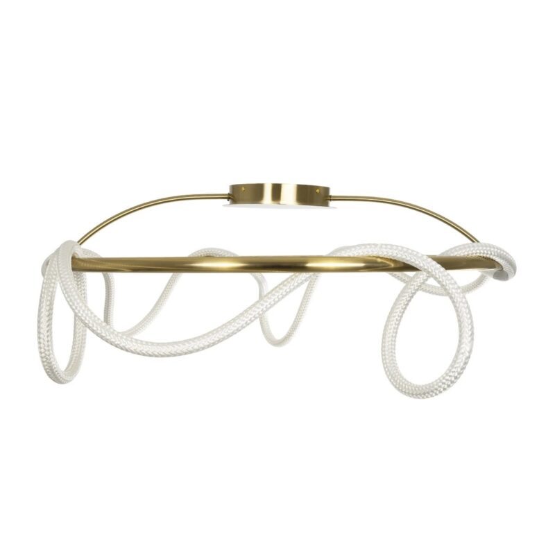 kelvo® GLOW 61674 Μοντέρνο Φωτιστικό Οροφής LED 65W 6500lm 360° AC 220-240V IP20 Ρυθμιζόμενο Λευκό CCT με Χειριστήριο από 2700K έως 6000K Dimmable – Lumileds SMD Chip – Χρυσό Πλατίνα & Λευκό Νήμα – Μ100 x Π100 x Υ30cm – 3 Χρόνια Εγγύηση