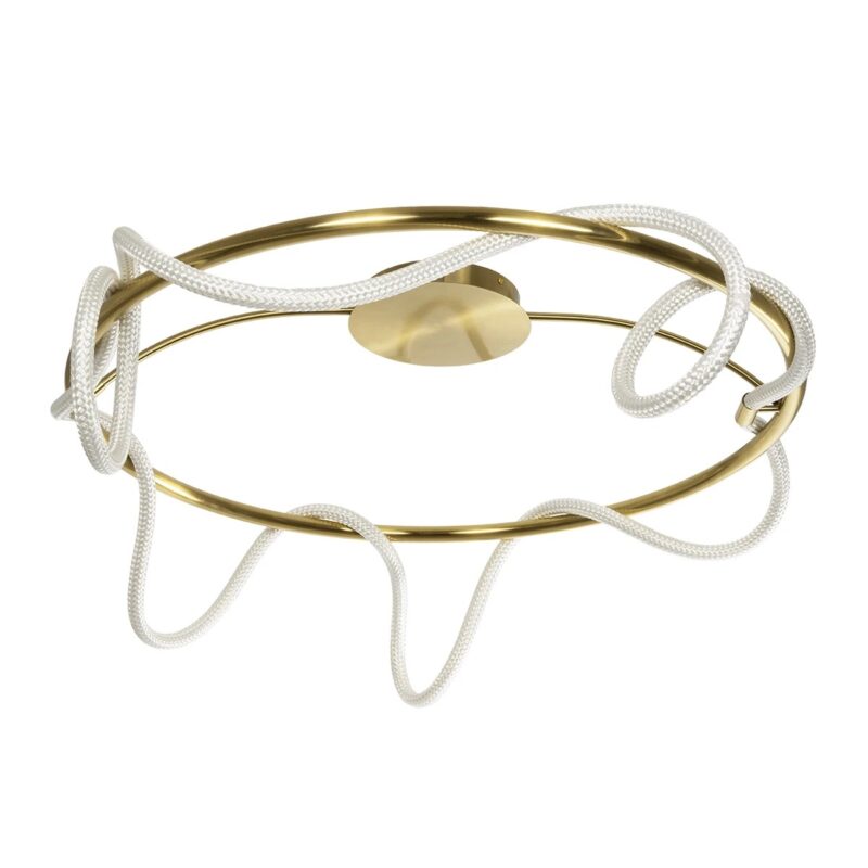 kelvo® GLOW 61674 Μοντέρνο Φωτιστικό Οροφής LED 65W 6500lm 360° AC 220-240V IP20 Ρυθμιζόμενο Λευκό CCT με Χειριστήριο από 2700K έως 6000K Dimmable – Lumileds SMD Chip – Χρυσό Πλατίνα & Λευκό Νήμα – Μ100 x Π100 x Υ30cm – 3 Χρόνια Εγγύηση