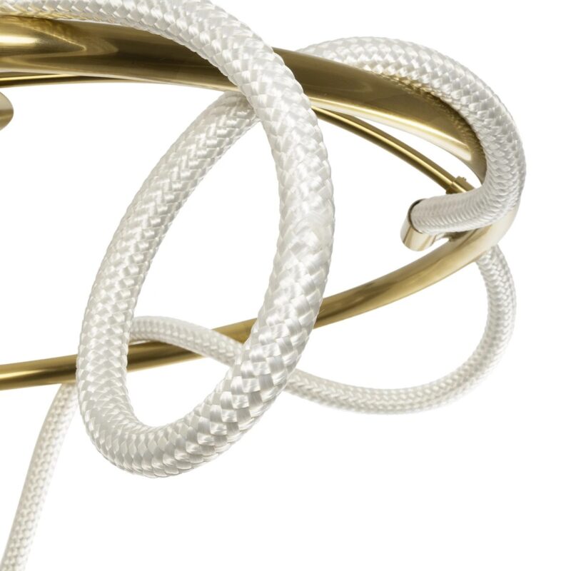 kelvo® GLOW 61674 Μοντέρνο Φωτιστικό Οροφής LED 65W 6500lm 360° AC 220-240V IP20 Ρυθμιζόμενο Λευκό CCT με Χειριστήριο από 2700K έως 6000K Dimmable – Lumileds SMD Chip – Χρυσό Πλατίνα & Λευκό Νήμα – Μ100 x Π100 x Υ30cm – 3 Χρόνια Εγγύηση