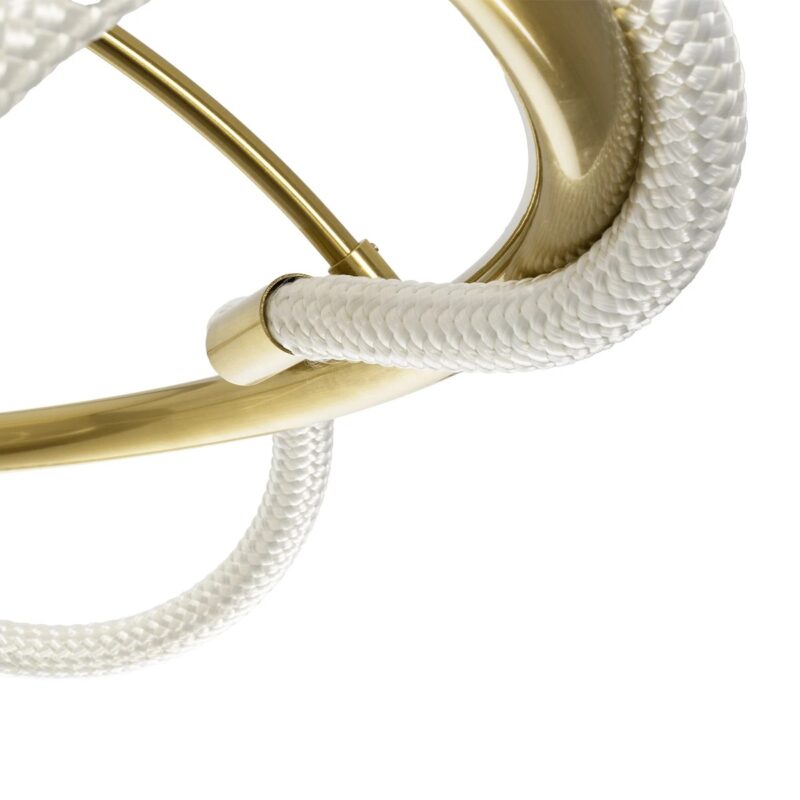 kelvo® GLOW 61674 Μοντέρνο Φωτιστικό Οροφής LED 65W 6500lm 360° AC 220-240V IP20 Ρυθμιζόμενο Λευκό CCT με Χειριστήριο από 2700K έως 6000K Dimmable – Lumileds SMD Chip – Χρυσό Πλατίνα & Λευκό Νήμα – Μ100 x Π100 x Υ30cm – 3 Χρόνια Εγγύηση