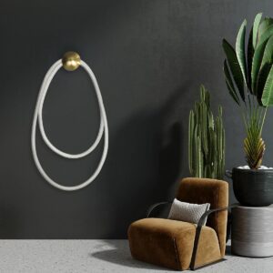 kelvo® GLOW 61676 Μοντέρνο Φωτιστικό Τοίχου – Απλίκα LED 45W 4500lm 360° AC 220-240V IP20 Ρυθμιζόμενο Λευκό CCT με Χειριστήριο από 2700K έως 6000K Dimmable – Lumileds SMD Chip – Χρυσό Πλατίνα & Λευκό Νήμα – Μ30 x Π15 x Υ110cm – 3 Χρόνια Εγγύηση