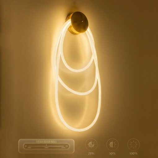 kelvo® GLOW 61677 Μοντέρνο Φωτιστικό Τοίχου – Απλίκα LED 60W 6000lm 360° AC 220-240V IP20 Ρυθμιζόμενο Λευκό CCT με Χειριστήριο από 2700K έως 6000K Dimmable – Lumileds SMD Chip – Χρυσό Πλατίνα & Λευκό Νήμα – Μ40 x Π15 x Υ110cm – 3 Χρόνια Εγγύηση