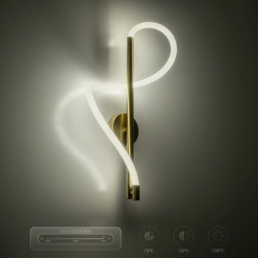 kelvo® GLOW 61682 Μοντέρνο Φωτιστικό Τοίχου – Απλίκα LED 24W 2400lm 360° AC 220-240V IP20 Ρυθμιζόμενο Λευκό CCT με On/Off 2700K/4500K/6000K – Lumileds SMD Chip – Χρυσό Πλατίνα & Λευκό Νήμα – Μ30 x Π15 x Υ70cm – 3 Χρόνια Εγγύηση