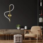 kelvo® GLOW 61682 Μοντέρνο Φωτιστικό Τοίχου – Απλίκα LED 24W 2400lm 360° AC 220-240V IP20 Ρυθμιζόμενο Λευκό CCT με On/Off 2700K/4500K/6000K – Lumileds SMD Chip – Χρυσό Πλατίνα & Λευκό Νήμα – Μ30 x Π15 x Υ70cm – 3 Χρόνια Εγγύηση